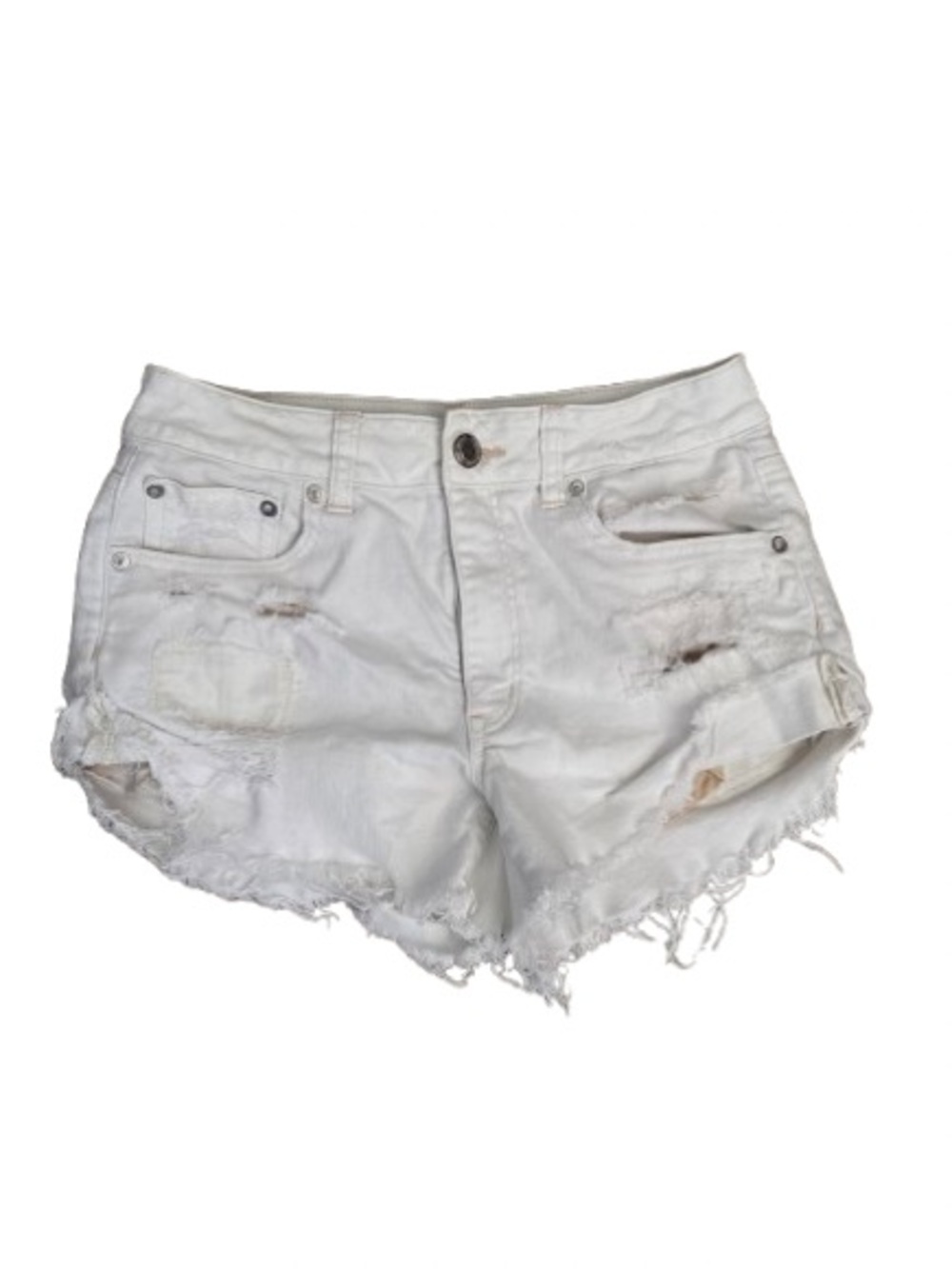 American Eagle Outfitters White Distressed Cutoff Denim Shorts